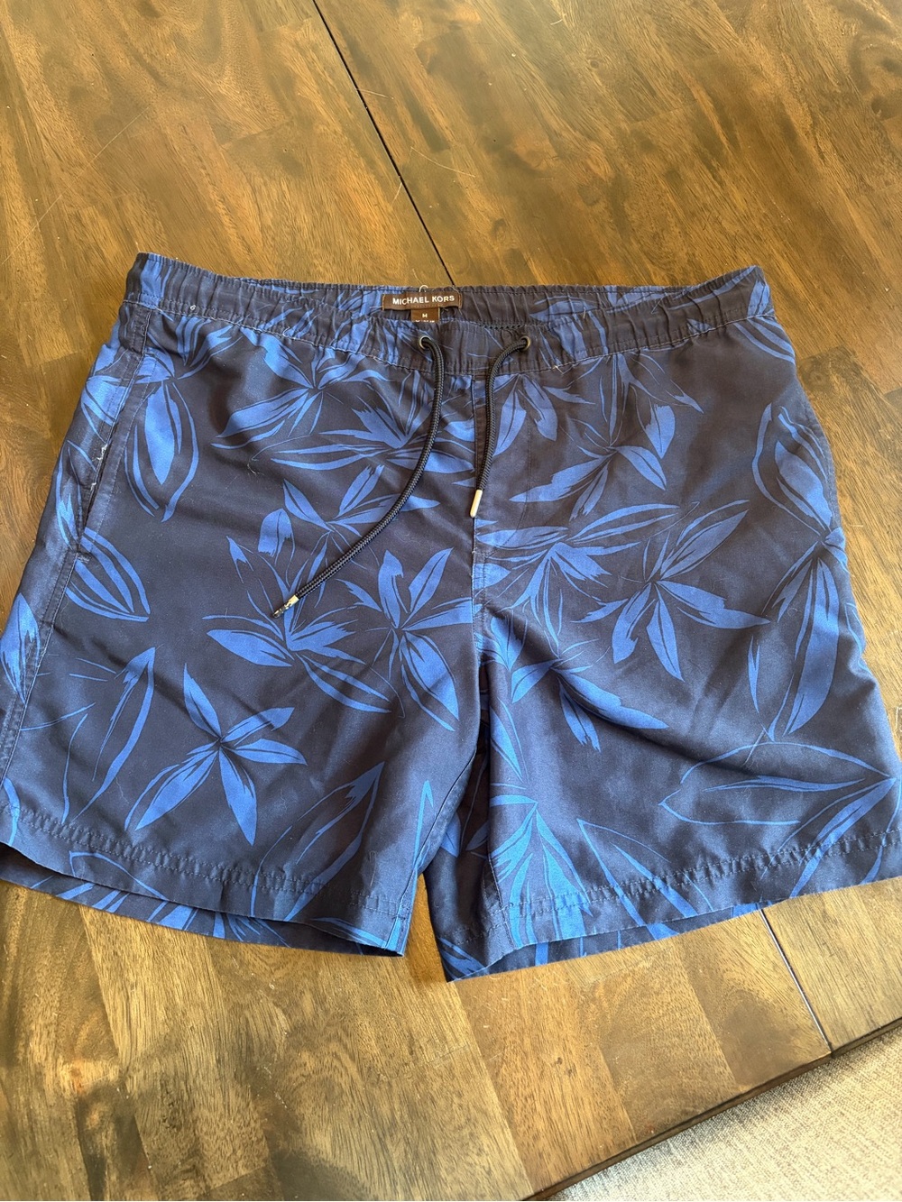 Michael Kors Navy and Blue Tropical Swim Shorts